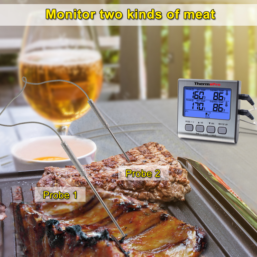 Digital Meat Thermometer Instant Read 2 in 1 Dual Probe Food Temperature  measure